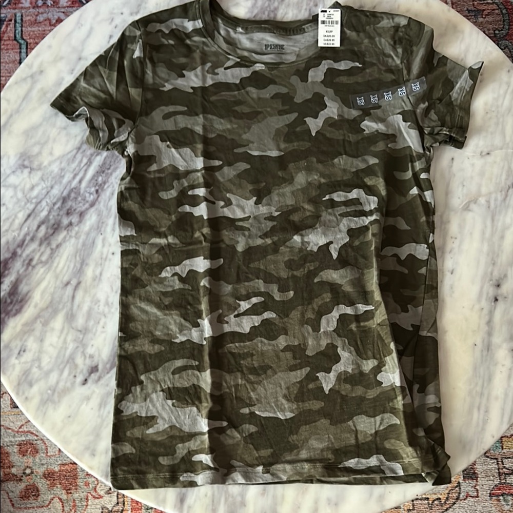 PINK Victoria's Secret Camo Short Sleeve Tee